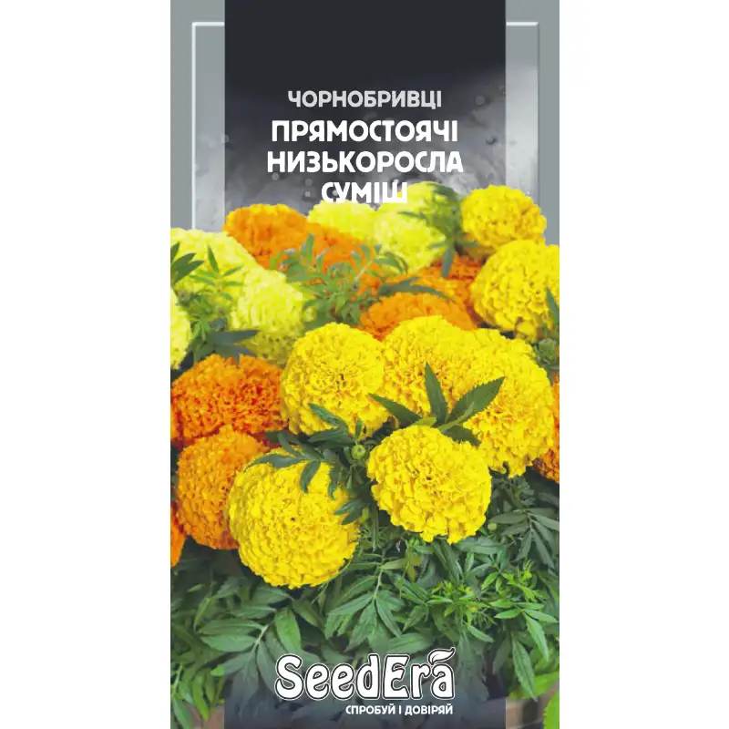 Бархатцы прямостоячие низкорослые Крупноцветковая смесь от Профессиональных Семян